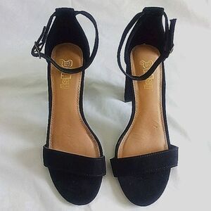 Womens BRASH Black Faux Suede Block Heels Size 6 1/2